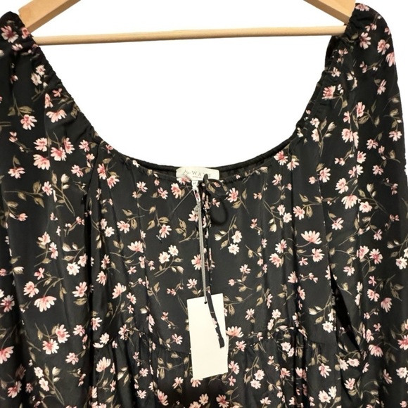 WAYF Floral Ballon Sleeve Tiered Babydoll Dress Size Medium New - Picture 4 of 5